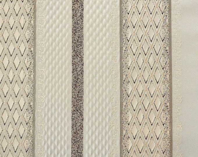 Stripe Cream Renaissance Jacquard  Upholstery drapery fabric by the yard