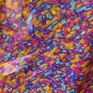Leopard yellow/blue 4 way stretch spandex fabric