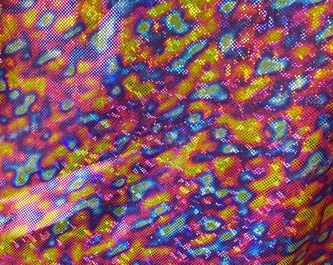 Leopard yellow/blue 4 way stretch spandex fabric