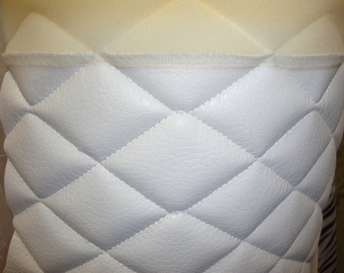 White Quilted Vinyl Upholstery Fabric with 3/8" Foam Backing – Durable Auto, Headliner, Wall Panels, Upholstery, RV Fabric