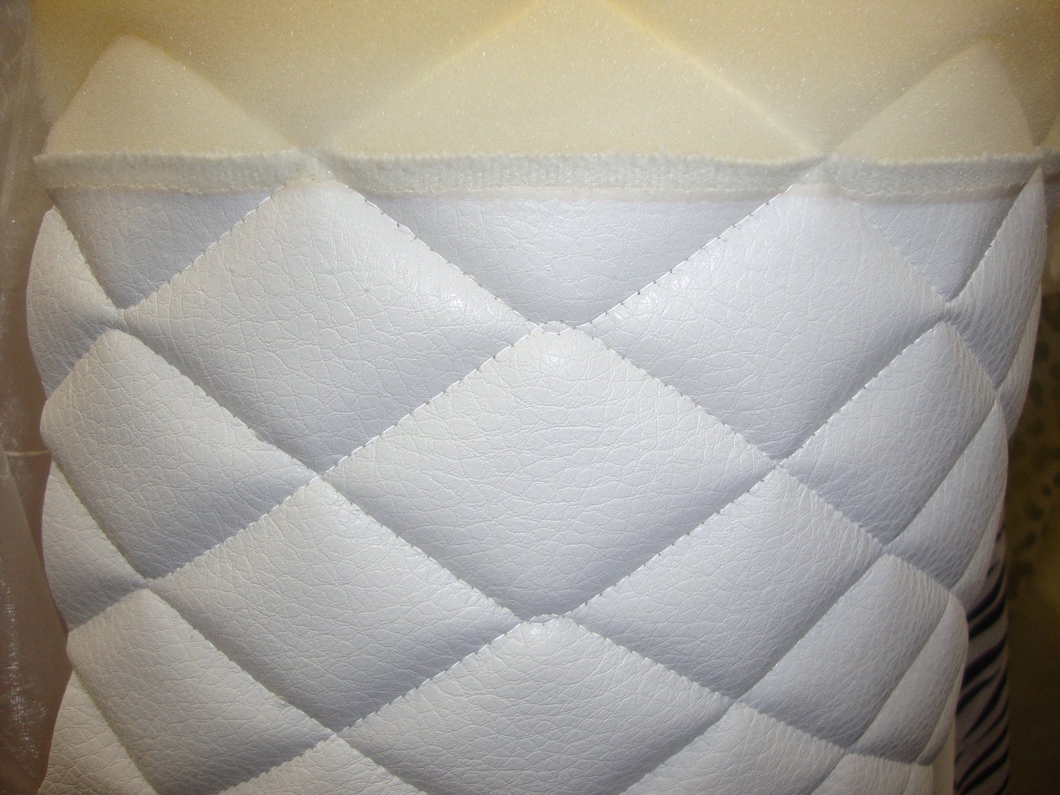 Vinyl Upholstery White Quilted Vinyl Fabric With 3/8 Etsy