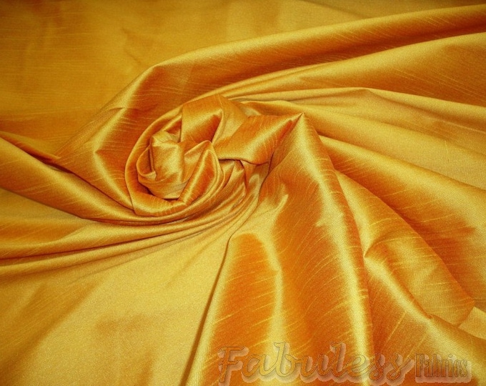 Honey Gold Shantung Dupioni Faux Silk two tone fabric BY THE YARD 54" wide