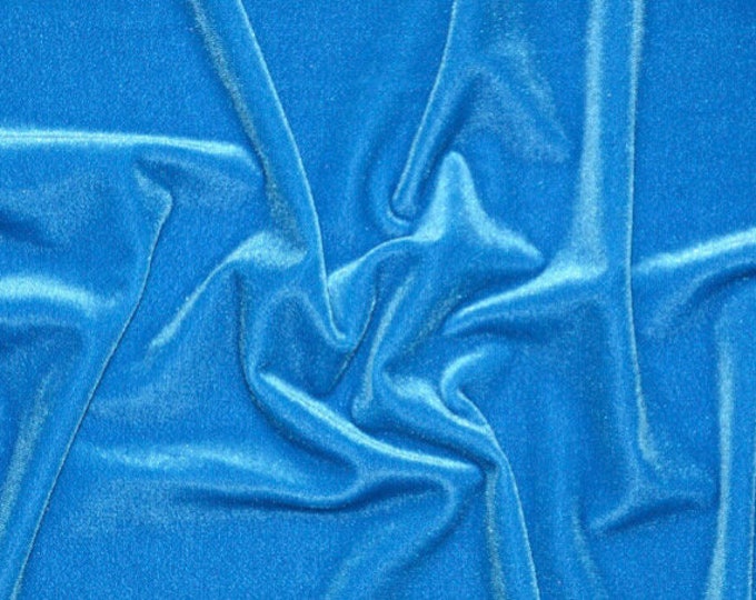 Turquoise Stretch Velvet Fabric By The Yard | 58’’ wide