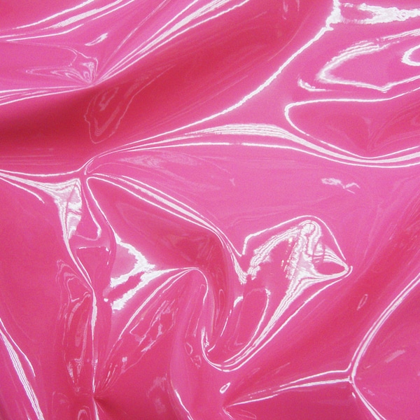 Candy pink  patent faux vinyl upholstery fabric per yard Ships ROLLED