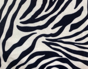 Terciopelo elástico de cebra blanco y negro de 58" de ancho