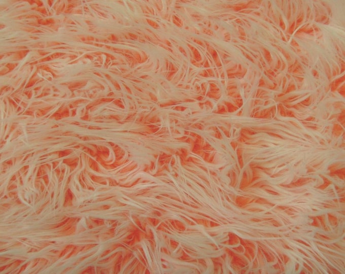 Neon Orange Frosted Mongolian Fake Faux Fur upholstery fabric by the yard  60 Inch wide LONG PILE