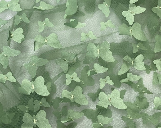 Taffeta Butterfly /on sheer FABRIC /58" Wide by the yard - Sage