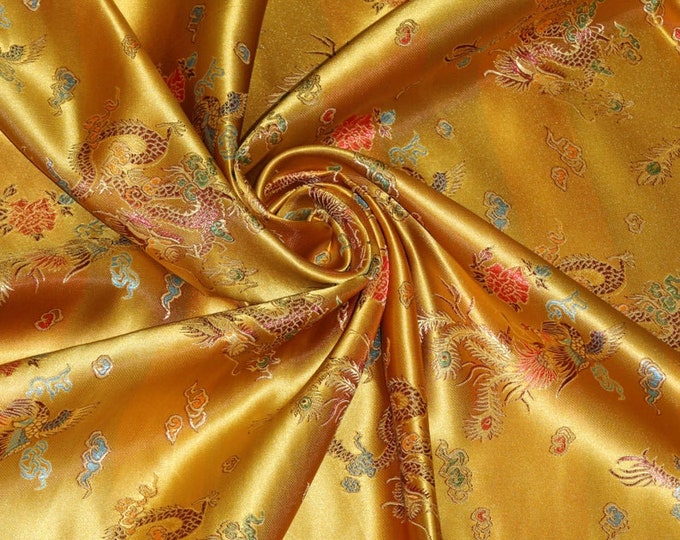 Chinese Satin Dragon/Phoenix Brocade  45" wide per yard