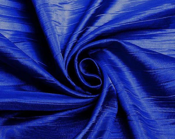 Royal blue Crushed Taffeta Fabric - 54" Width - Creased Clothing Decorations Crafts - Sold By The Yard