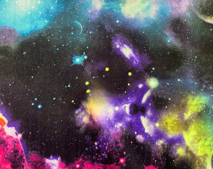 Stretch velvet Outer space galaxy  58" wide
