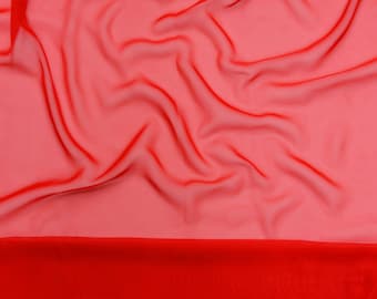 Red Chiffon Sheer fabric 60" Wide  By The yard