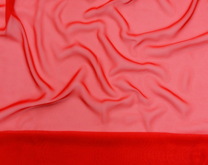Red Chiffon Sheer fabric 60" Wide  By The yard