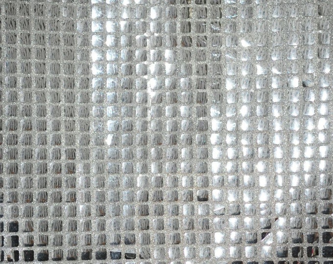 Silver Square Sequin Drapery Fabric by the yard