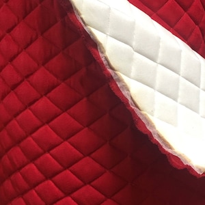 Red Suede Quilted Auto Upholstery Fabric | Diamond Stitch Foam Backed Headliner Material for Cars, Trucks & Custom Interiors