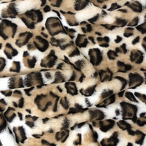 58"  Wide Blond leopard Fur faux fur short pile 0.5” fabric by the yard