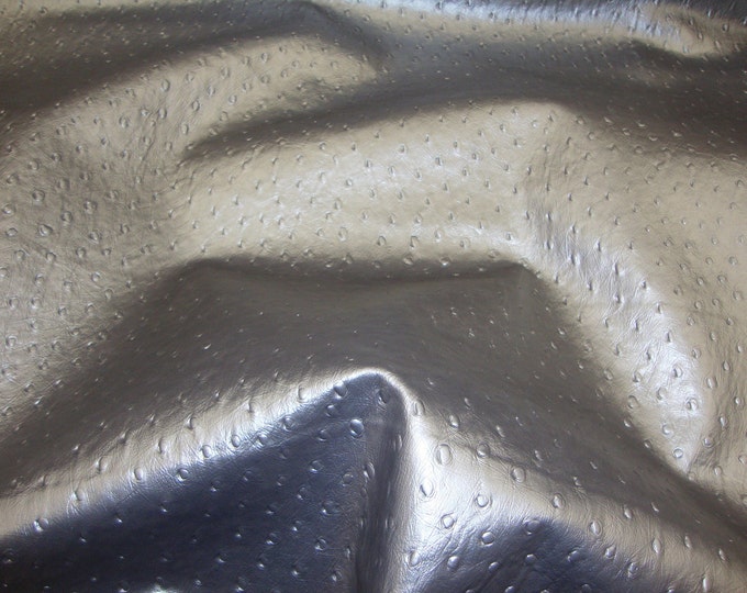 Vinyl Faux Leather Silver meatllic Ostrich Upholstery fabric per yard 54" Wide