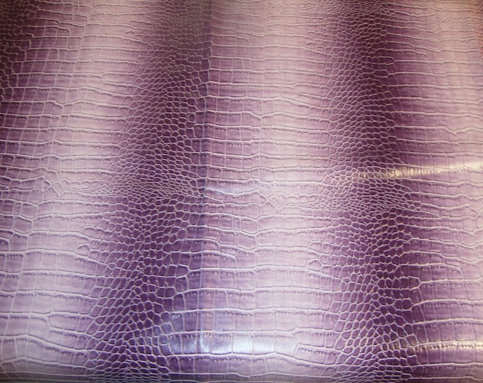 Apparel clothing Vinyl Leather Crocodile Wally Lavender embossed Faux bags fabric sold per yard 54" Wide