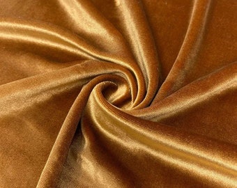 Copper 60" Wide 90% Spandex Stretch Velvet Fabric for Sewing Apparel Costumes Craft, Sold By The Yard.