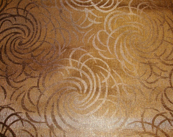 faux leather Vinyl, Swirl Galaxy Copper pearlized Upholstery  fabric per yard