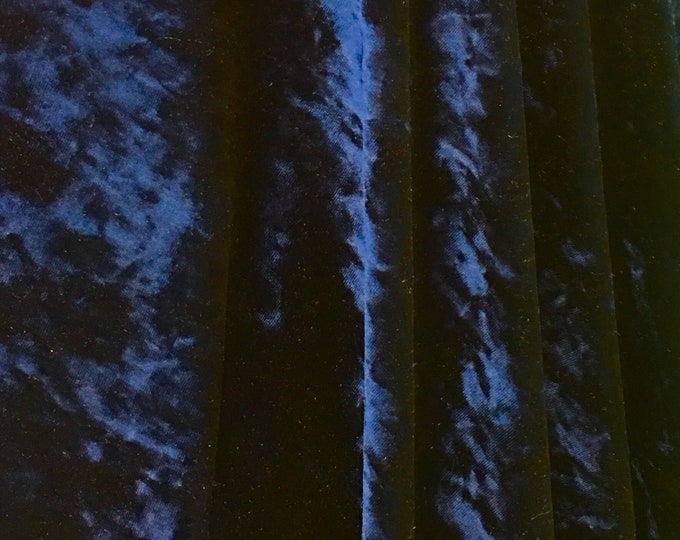 Navy Crushed Stretch Ice Velvet Clothing Dress Spandex 4-WAY Stretch Fabric