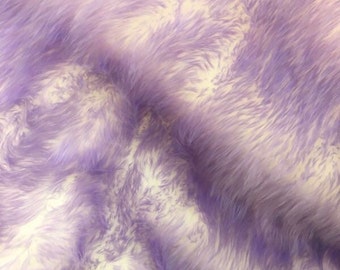 Rug White Shaggy lavender  tips Fur Faux Fur  8'x10' rectangle shape plush soft modern fur rug living room area rug