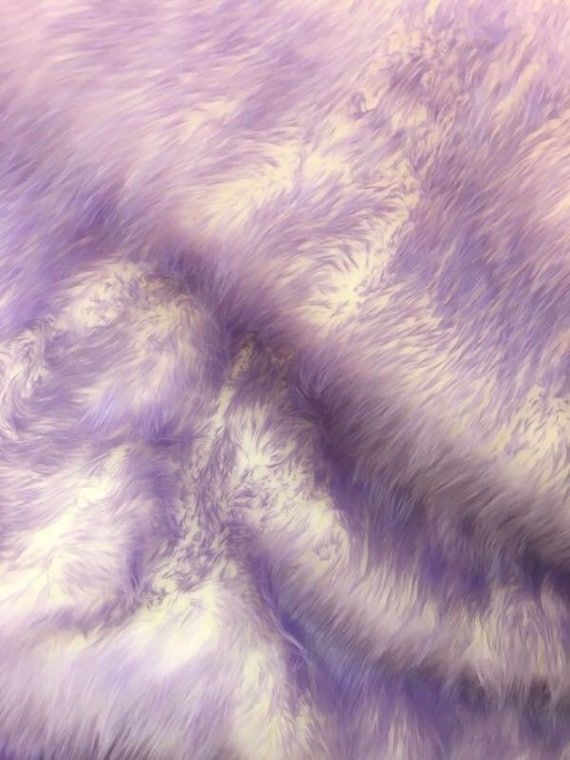 Rug White Shaggy lavender tips Fur Faux Rectangular Lavender Faux Fur Pillow