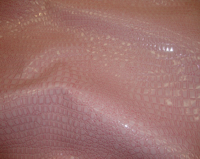 Pink Crocodile Embossed Faux Leather | Textured Vinyl Fabric | Upholstery, Crafts, Bags, Shoes, Décor by the Yard