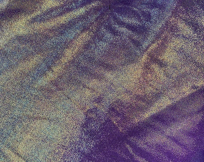 Purple blue iridescent Mystique Metallic Foil 4Way Stretch Spandex fabric BY THE YARD swimwear dancewear costume 60" Wide