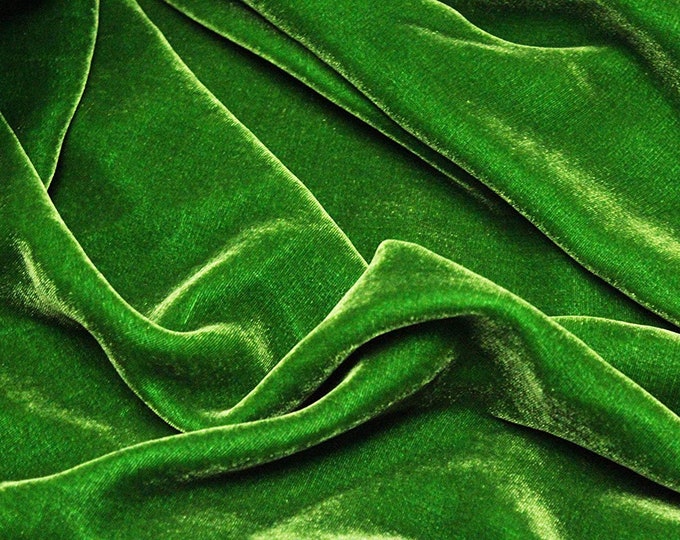 Silk Velvet green, Drapery Apparel Fabric By the Yard 45" Wide