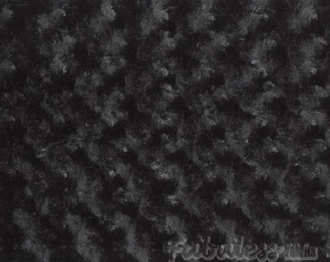 Black minky RoseBud fabric for 60 " wide