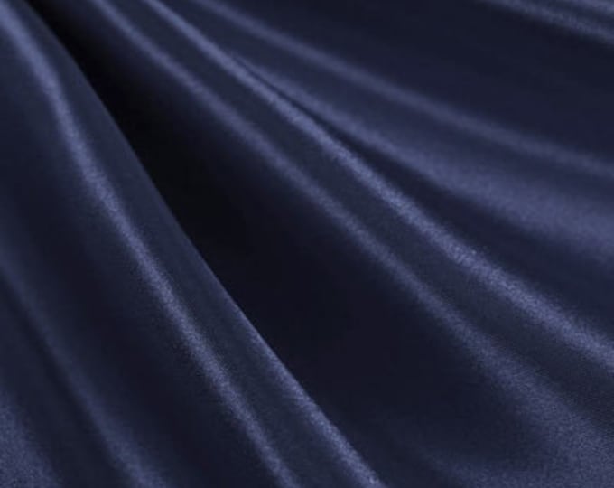 Satin bridal  shiny navy polyester fabric 60" wide