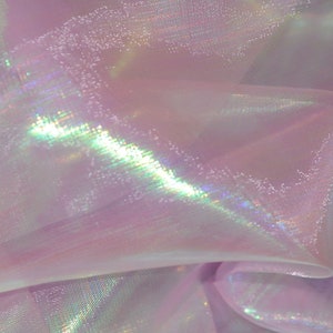 Pink Pearlized  Sheer iridescent Organza Fabric 58”Wide by yard