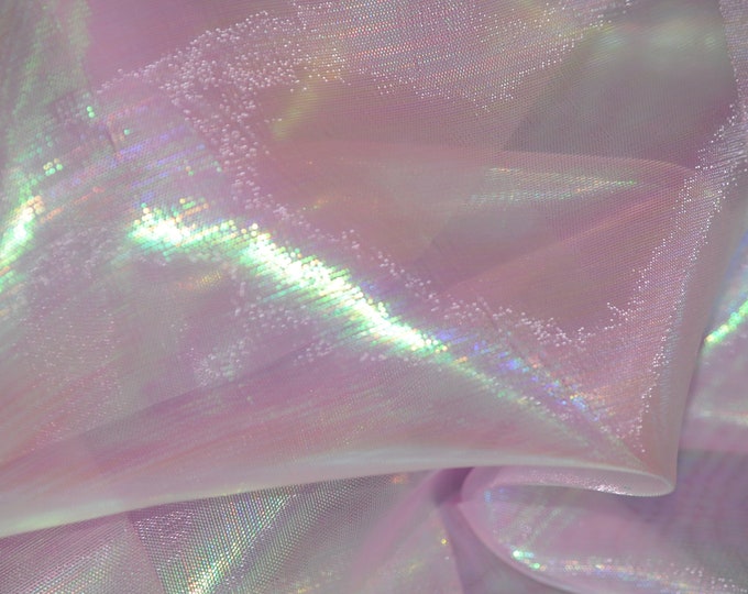 Pink Pearlized iridescent Organza Fabric 58” Wide by yard