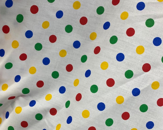 Poly cotton-Multi 1/8” polka dot on white 60" wide sold by the yard