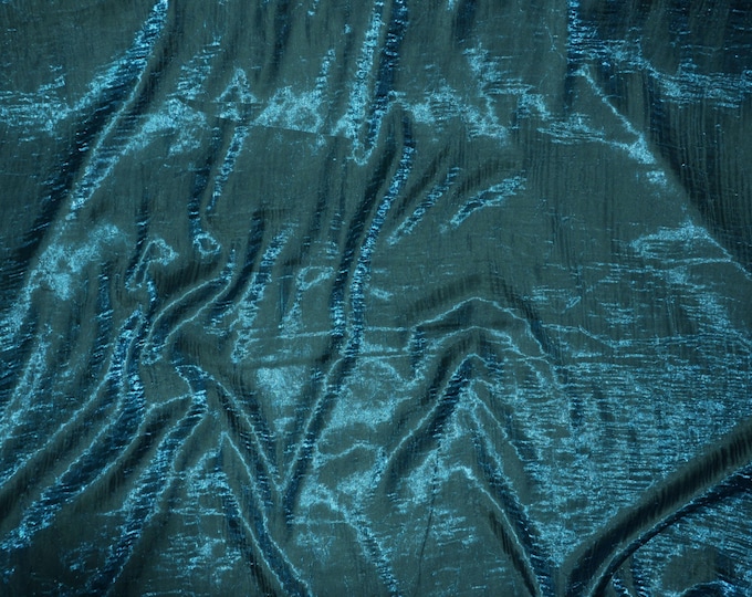 Satin Iridescent Shimmer Crushed, Dress wedding, Fabric TEAL/ 54" Wide / Sold By the yard