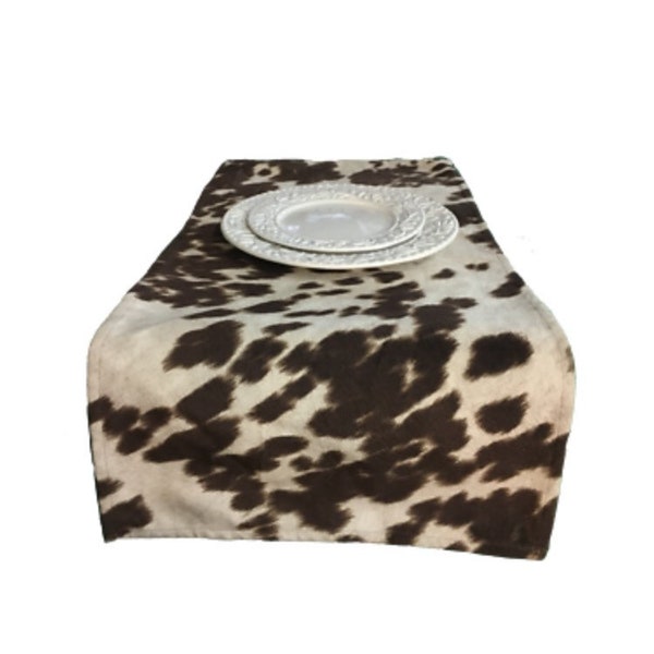 Cow print table runner etsy