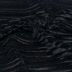 Stretch velvet,Black Pleated fabric by the yard 60" Wide