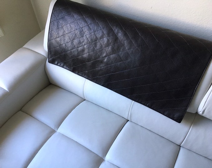 Furniture thin Quilted Dark Brown Ford faux leather vinyl protection Sofa Loveseat Theater Seat, Headrest Pad Recliner Head Cover