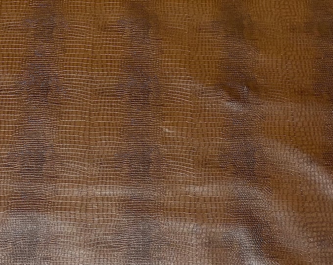 Chestnut alligator Faux Leather, soft vinyl, Upholstery Clothing fabric by the Yard