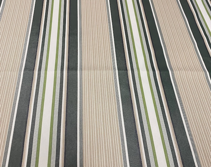 Outdoor green Stripes Waterproof Canvas fabric 60" wide Sold By Yard