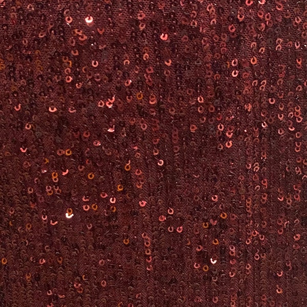 Burgundy Pleated Glitz Sequin Mesh Fabric By The Yard