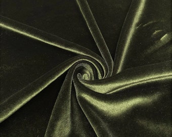 Dark Olive 60" Wide 90% Spandex Stretch Velvet Fabric for Sewing Apparel Costumes Craft, Sold By The Yard.