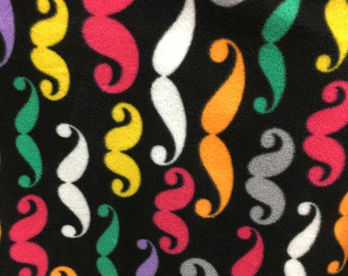 Mustache Multi Fleece Polar By The Yard 60" Wide  clothes quilts