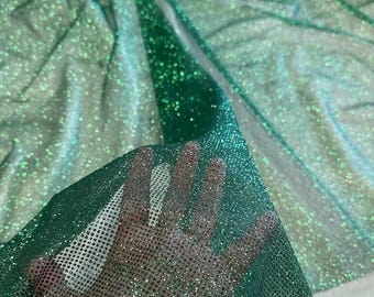 Hunter Green Glitter Mesh Tulle Fabric 60” Wide – Sparkle Sheer Tulle by the Yard for Dresses, Costumes, Decor & Crafts