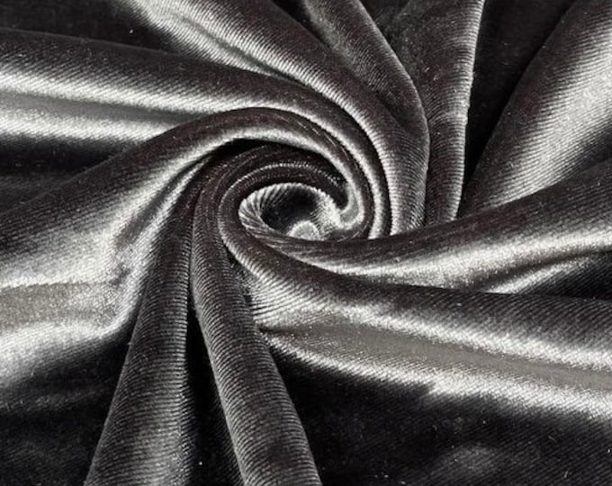 CHARCOAL stretch velvet fabric 60" Wide by the yard