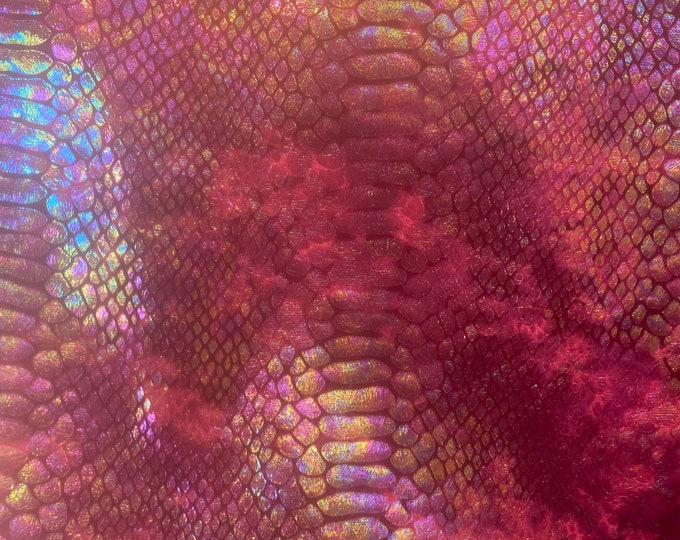 Orange red Stretch Velvet pearl snake fabric by the yard 60" Wide