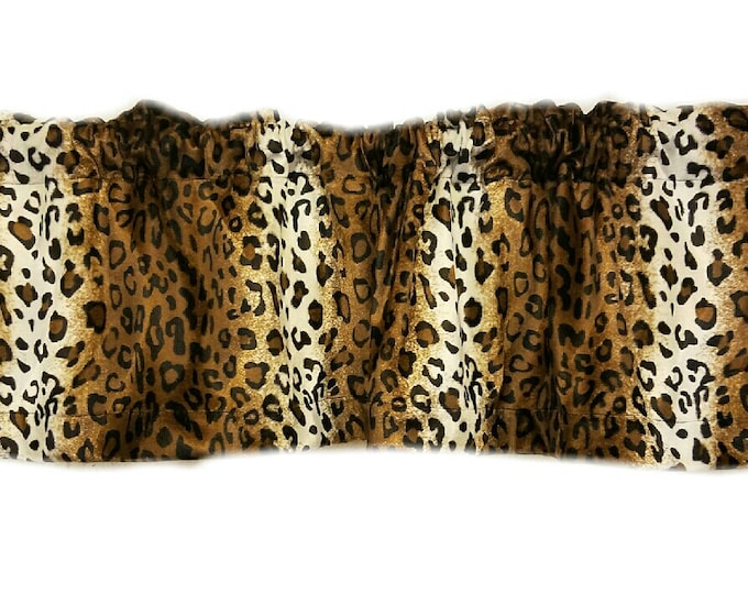 Brown leopard print velboa  Kitchen Curtain Valance panel DRAPE kids room nursery