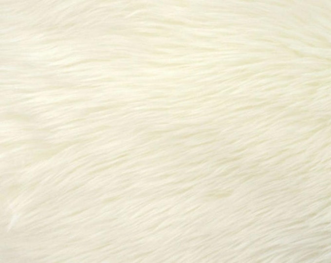 Fur Faux fake warm white shaggy faux fur custom fabric sold per yard 60" wide