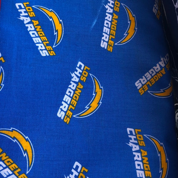 100 % Cotton Fabric - 45 " Wide - Los Angeles Chargers theme, flag, children clothing, pillows, bedding, costume,  FREE SHIPPING