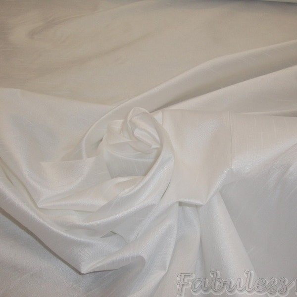 White Shantung Dupioni Faux Silk two tone fabric BY THE YARD 54" wide